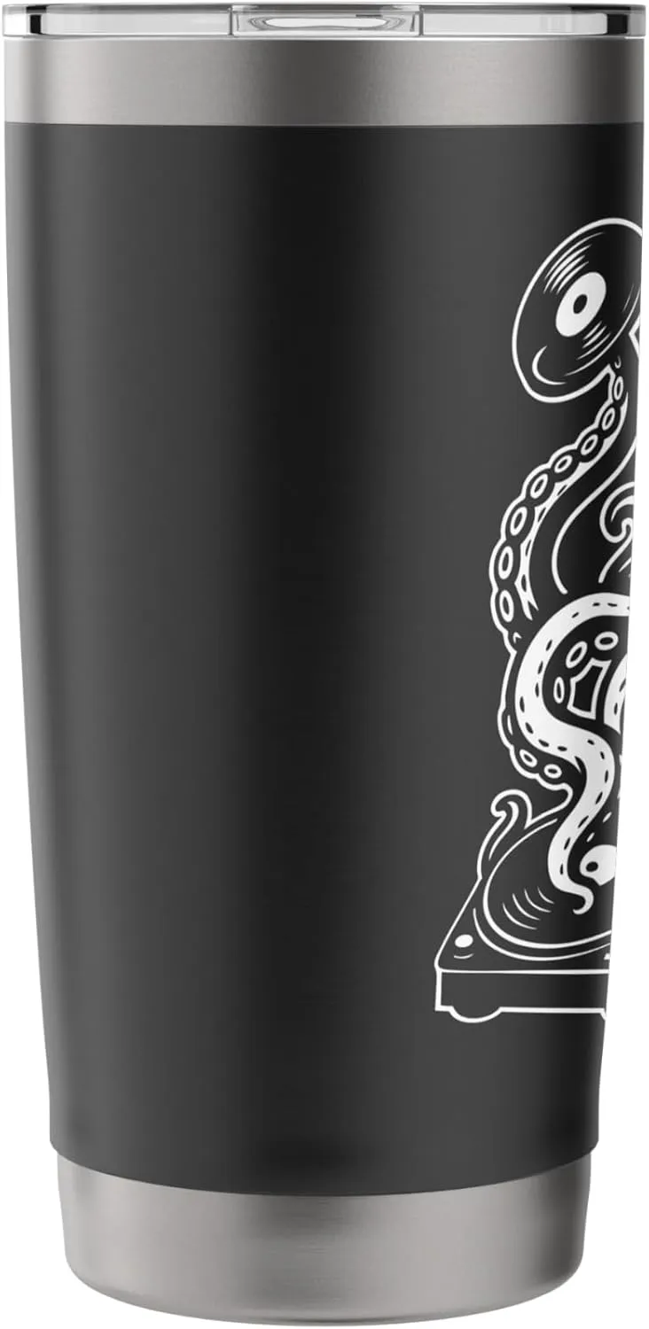 Octopus DJ for Rave Lovers, Funny EDM Dance Music Vinyl Stainless Steel Insulated Tumbler
