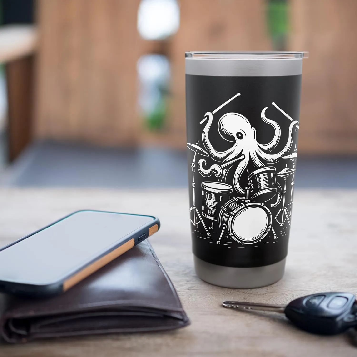 Octopus Drummer, Cool Percussionist, Musician Band, Drum Kit Stainless Steel Insulated Tumbler