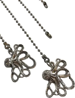 Octopus Fan Light Pull Chain Replacement Set Silver Tone 3.2mm Octopus-shaped decorative fan