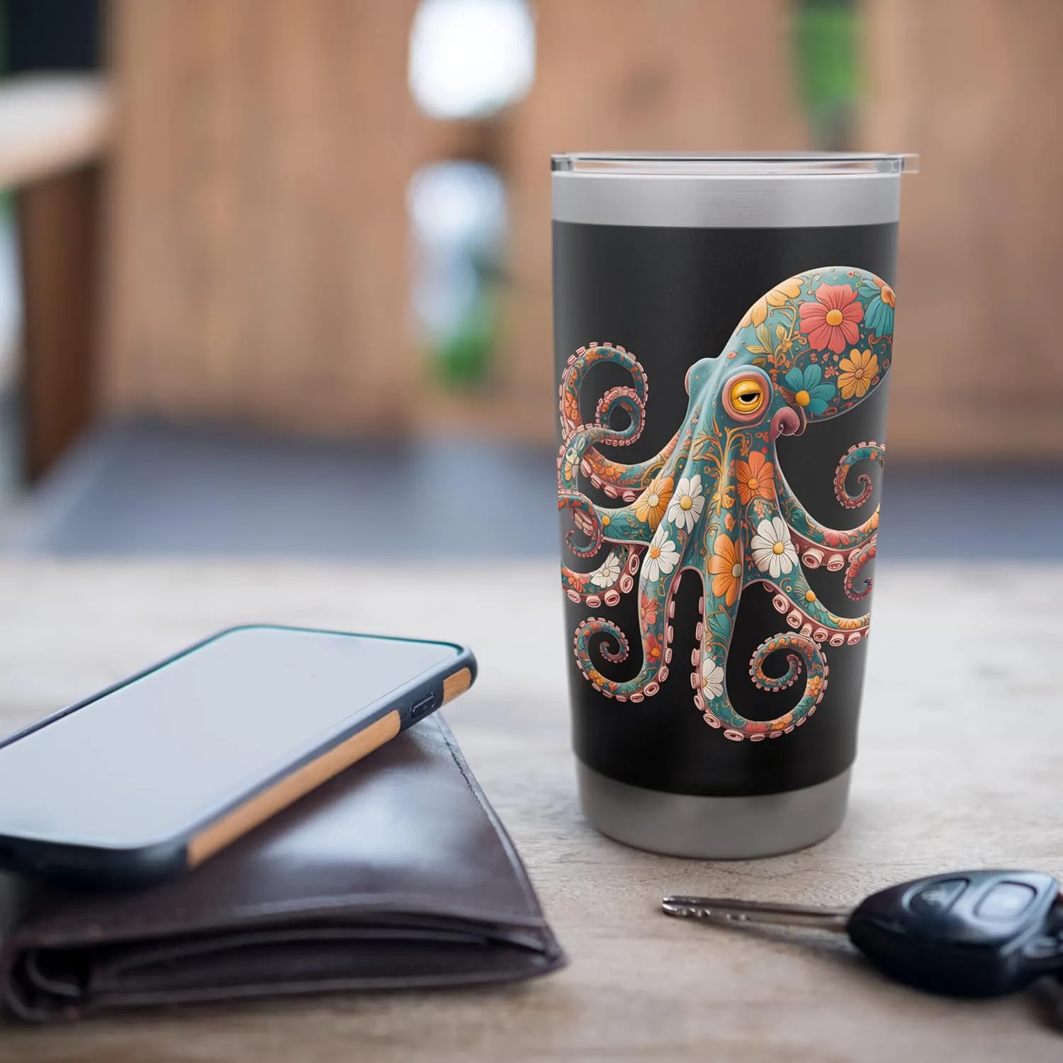 Octopus Floral Vintage Flowers Squid Kraken Scuba Diving Stainless Steel Insulated Tumbler