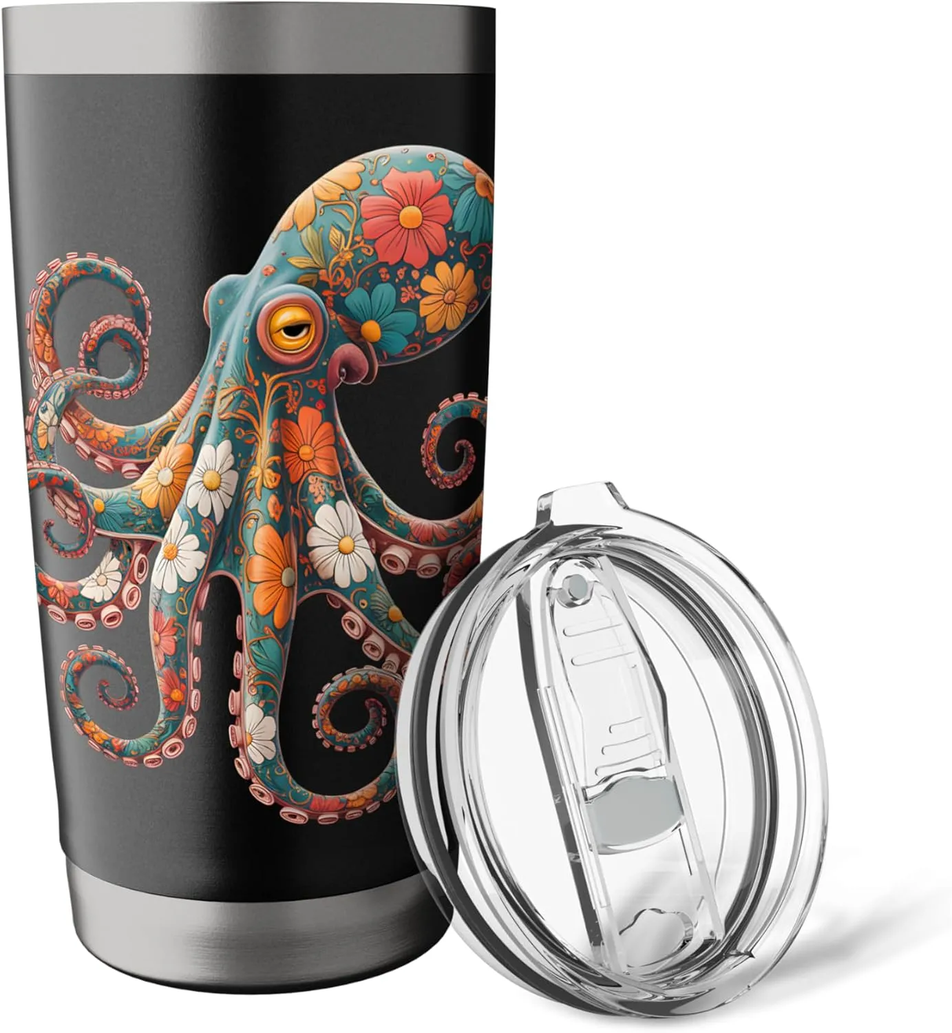 Octopus Floral Vintage Flowers Squid Kraken Scuba Diving Stainless Steel Insulated Tumbler