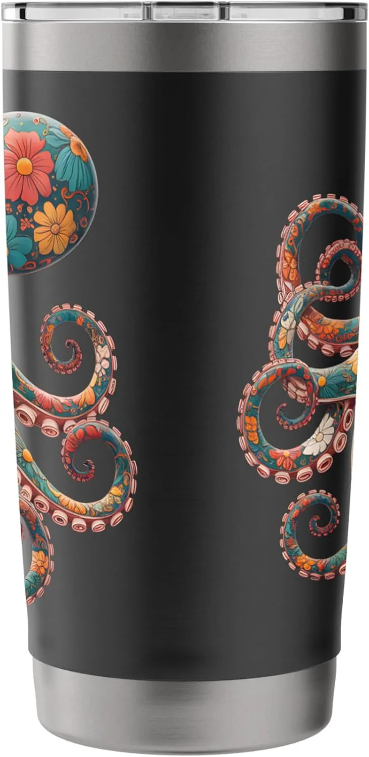 Octopus Floral Vintage Flowers Squid Kraken Scuba Diving Stainless Steel Insulated Tumbler