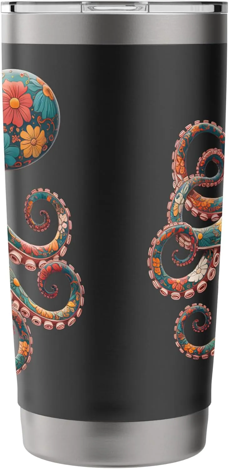 Octopus Floral Vintage Flowers Squid Kraken Scuba Diving Stainless Steel Insulated Tumbler