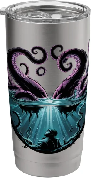 Octopus Kraken Pirate Mariners Final Vision Stainless Steel Insulated Tumbler Octopus-shaped decorative fan