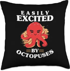 Octopus Lover Mollusk Tentacles Easily Excited by Octopuses Throw Pillow, 18x18, Multicolor Octopus-shaped decorative fan