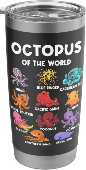 Octopus - Sea Animals of the World Octopus Fan Stainless Steel Insulated Tumbler Octopus-shaped decorative fan