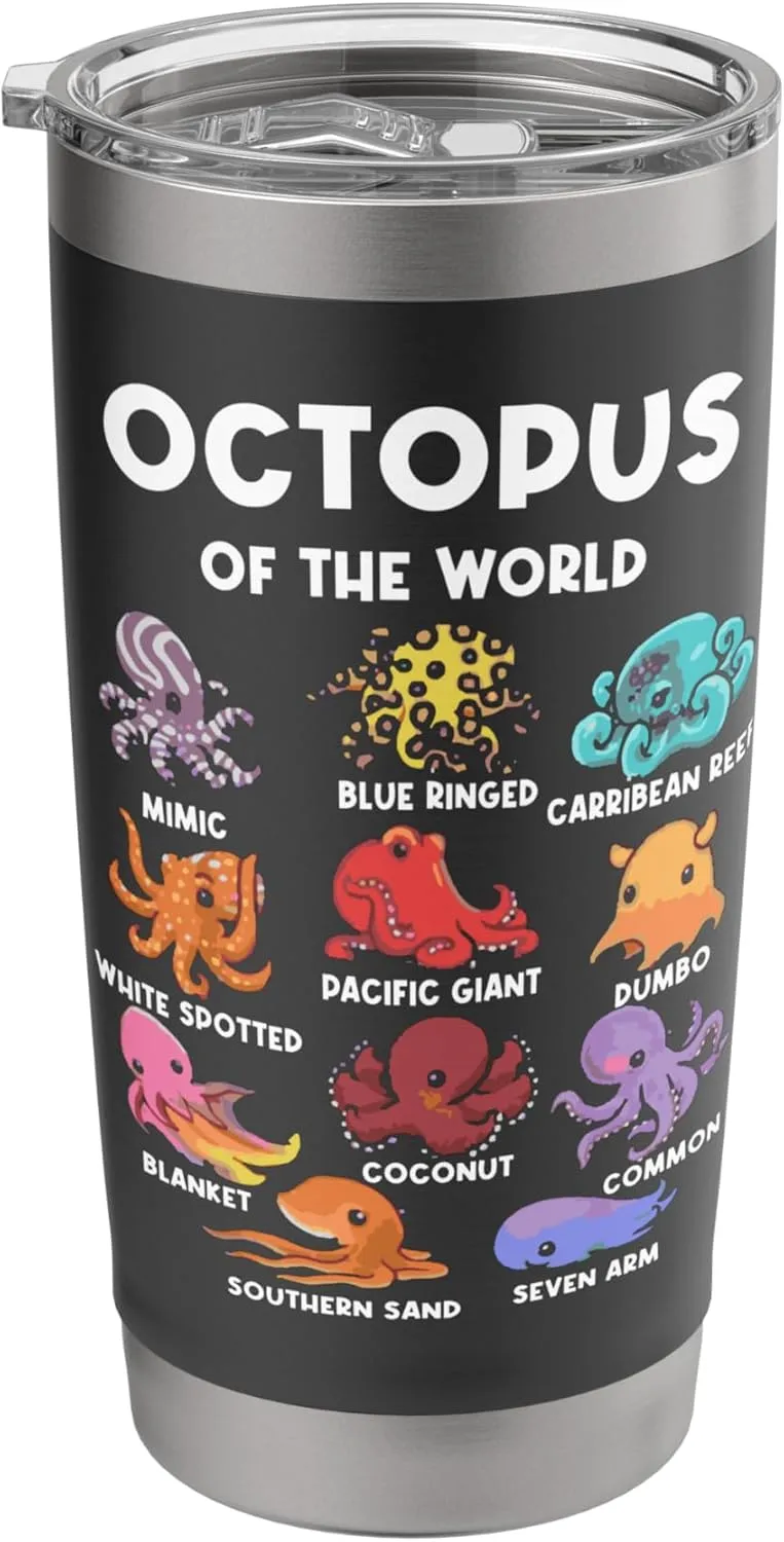 Octopus - Sea Animals of the World Octopus Fan Stainless Steel Insulated Tumbler Octopus-shaped decorative fan