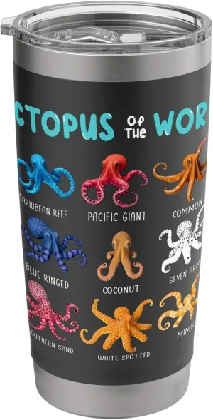 Octopus - Sea Animals of the World Octopus Fan Stainless Steel Insulated Tumbler Octopus-shaped decorative fan