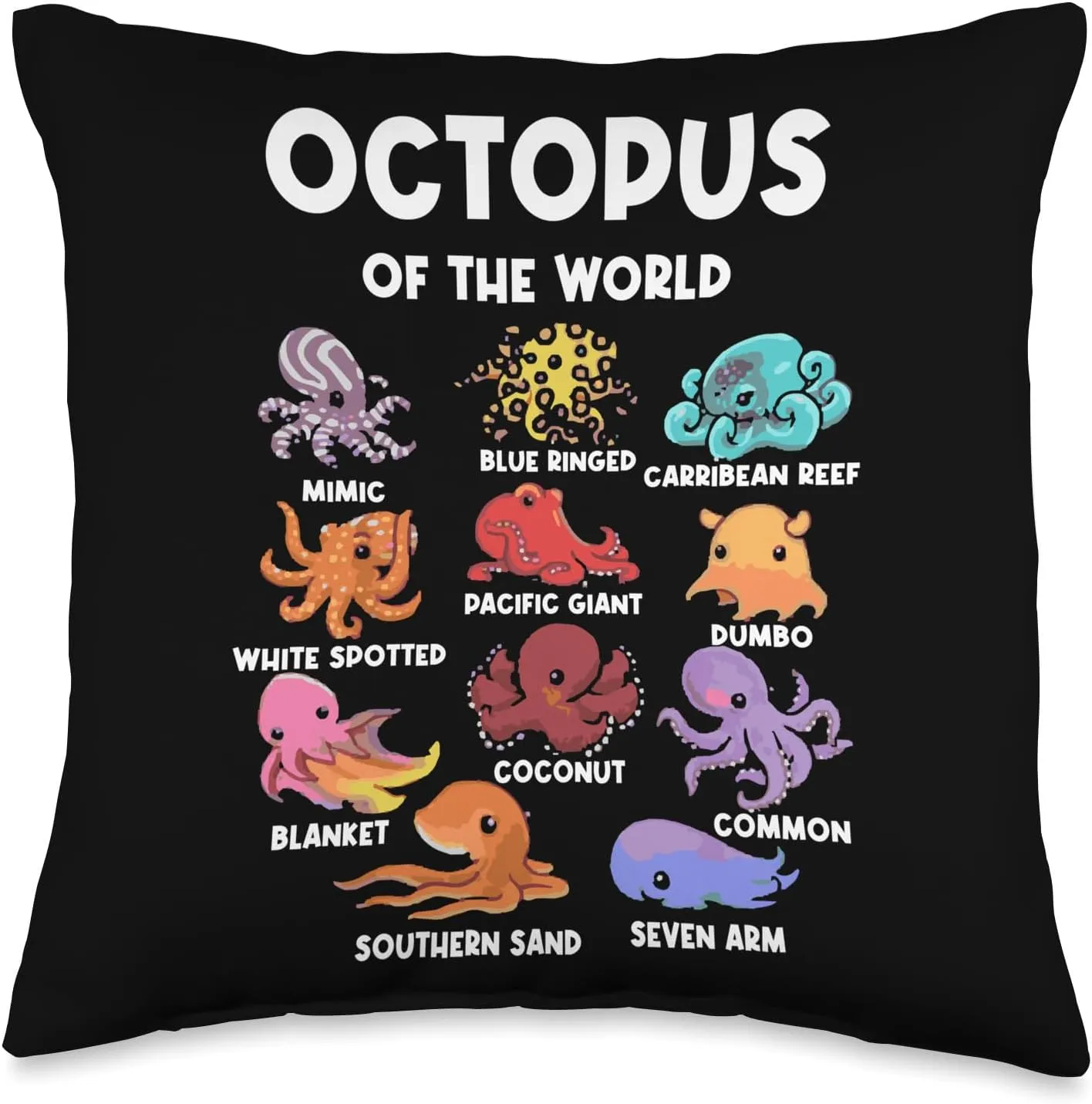 Octopus - Sea Animals of the World Octopus Fan Throw Pillow Octopus-shaped decorative fan