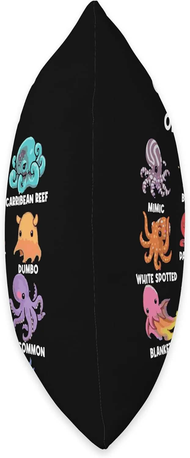 Octopus - Sea Animals of the World Octopus Fan Throw Pillow