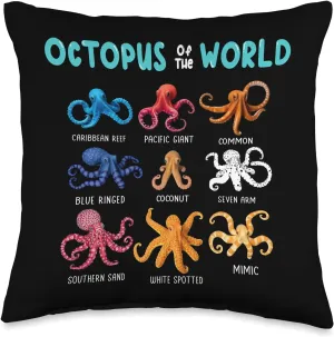 Octopus - Sea Animals of the World Octopus Fan Throw Pillow Octopus-shaped decorative fan
