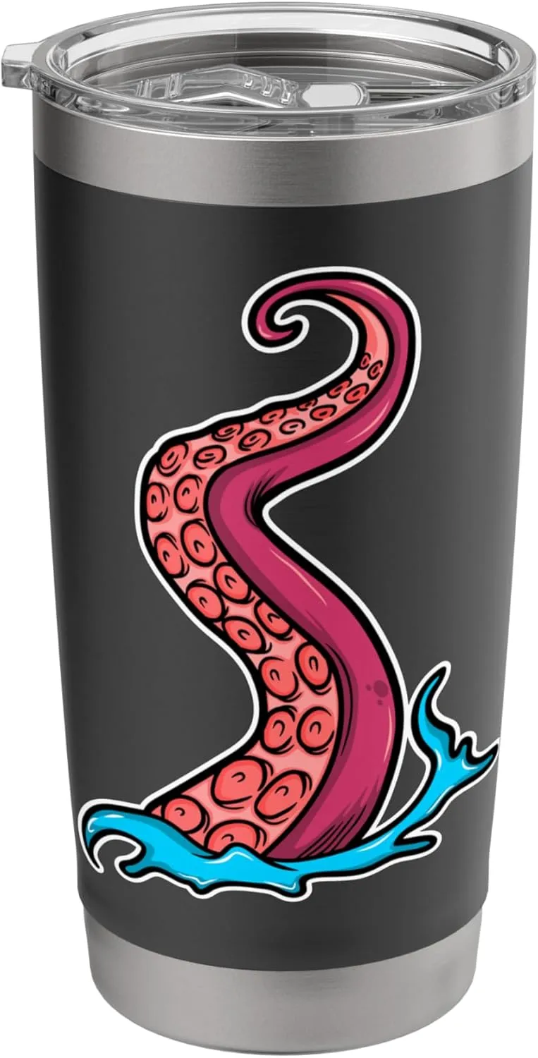 Octopus Sea Monster Kraken Red Tentacle Octopuses Fans Stainless Steel Insulated Tumbler Octopus-shaped decorative fan