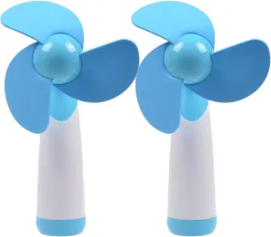 Ogrmar Mini Handheld Fan Personal Fan Battery Soft Foam Blades Powered for Home and Travel 2PC Blue (2) Mini handheld fan for personal cooling