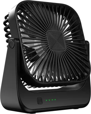 OLV Desk Fan 4 Speeds Stronger Cooling Airflow Portable Small Fan Rechargeable Ultra Quiet Personal Mini Fan for Office,Bedroom,Home Kitchen Outdoor Activities Adjustable 360 Tilt Head Black USB desktop fan for workspace