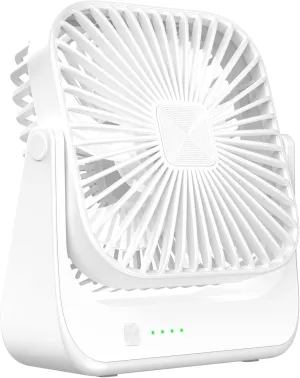 OLV Desk Fan 4 Speeds Stronger Cooling Airflow Portable Small Fan Rechargeable Ultra Quiet Personal Mini Fan for Office,Bedroom,Home Kitchen Outdoor Activities Adjustable 360 Tilt Head White USB desktop fan for workspace