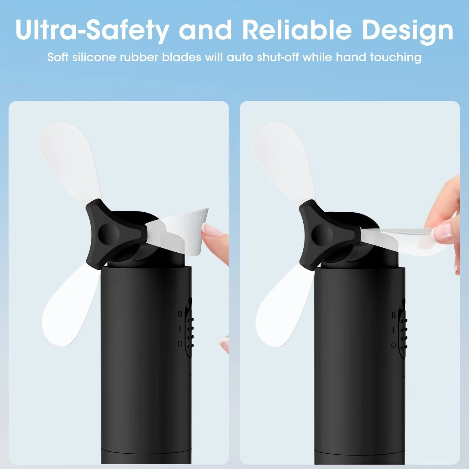 OLV Handheld Mini Fan Portable Rechargeable 3000mAh USB Battery Powered 22 Hrs Runtime Small Hand Held Fan Foldable Pocket Personal Fan Gifts for Women Girls Men Office,Travel,Outdoor - Black
