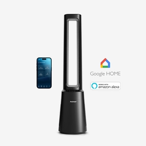 OmniAir 41" Premium Bladeless Tower Fan and Air Purifier with Smart App Control - Black smart home fans with remote access
