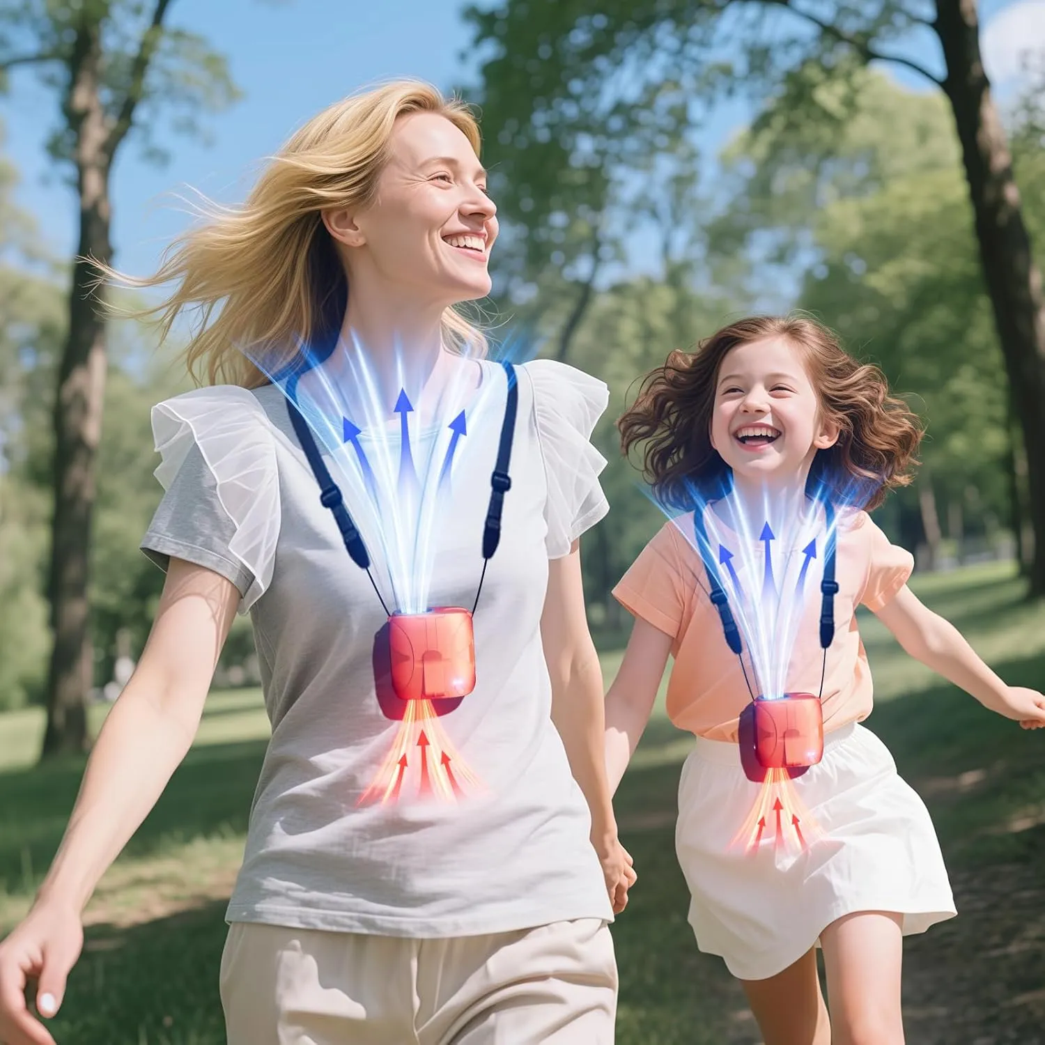 Orange Portable Fan for Travel, Waist Fan Clip On Up to 40H, 14000RPM 6 Speeds Powerful Airflow, 6000mAh Rechargeable Shirt Fans with Metal Decor, Wearable Belt Fans for Outdoor Park Commute