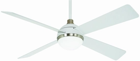 Orb Led 54" Ceiling Fan in Flat White/Brushed Nickel Fini quiet indoor fans for bedrooms and offices