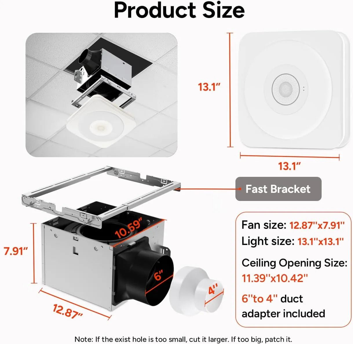 OREiN Matter Smart Bathroom Exhaust Fan with Light, 110/160 CFM 0.8/1.0 Sones Bathroom Fan with Bluetooth Speaker, Exhaust Fans with Humidity Sensor & Remote, APP Control, 1500lm 2700k-6500k Dimming