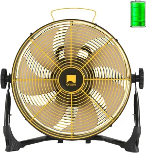 Orison 12" Portable Battery Operated Floor Fan, High-Velocity Floor Fan,Cordless Fan for Camping, Travel, Tents, Hurricanes Battery-powered portable fan