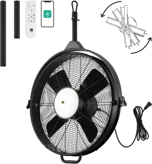 Orison 24.8'' Waterproof Outdoor Ceiling Fan, 6 Speed Ceiling Mounted Plug-In Cord Garage Fan with Remote&APP, 360-degree Manual Vertical Rotation, Hook hanging for Gazebo, Patio, Pergola (Black) 360-degree rotating fan for home use
