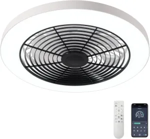 Orison Ceiling Fans with Lights, Low Profile Ceiling Fan with Lights and Remote, 6 Wind Speeds Smart Flush Mount Ceiling Fan for Bedroom, Kids Room and Living Room 19.7" (Black) Fan with safety blade design