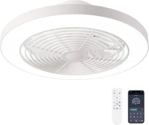 Orison Ceiling Fans with Lights, Low Profile Ceiling Fan with Lights and Remote, 6 Wind Speeds Smart Flush Mount Ceiling Fan for Bedroom, Kids Room and Living Room 19.7" (White) Fan with safety blade design