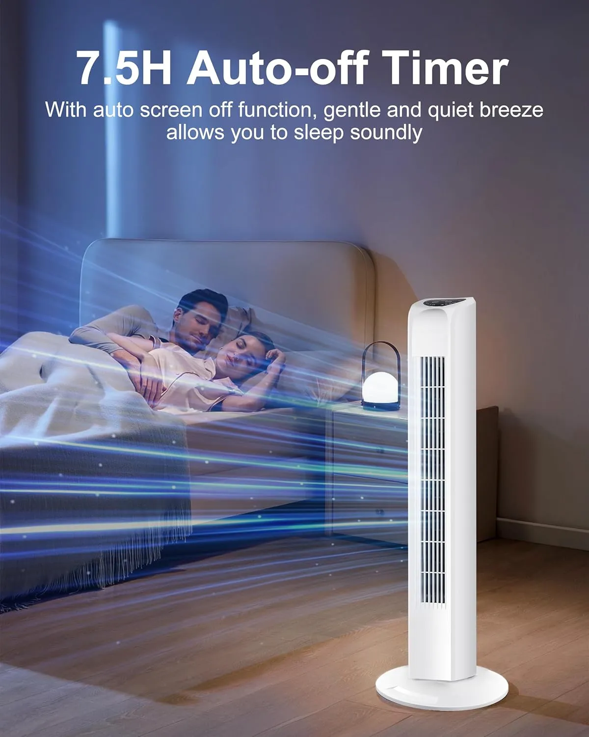 Oscillating Bladeless Tower Fan with Remote, Quiet Cooling Portable, Electric Standing Floor Fan with 3 Wind Speeds 3 Modes for Bedroom,Indoor,Office and Home Use, 30", White