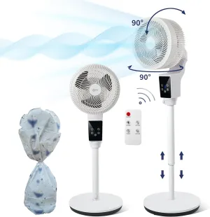 Oscillating Pedestal Fan, 360 Air Circulator Fan, 43.3inch Adjustable Height 11.8''Standing Fan, Timer, 3 Modes, Smart Remote Control for Home, Office, Kidroom,Living Room 360-degree rotating fan for home use