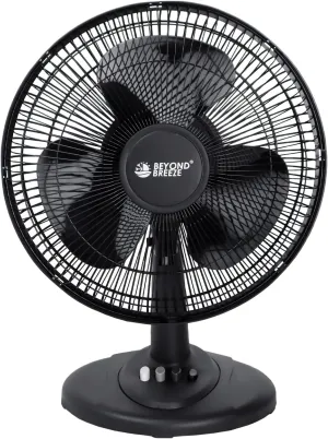 Oscillating Table Fan Quiet 3-Speed 12-Inch Adjustable Tilt Fan with Safety Grill, Ideal for Home, Office, Dorm, Black Fan with safety blade design