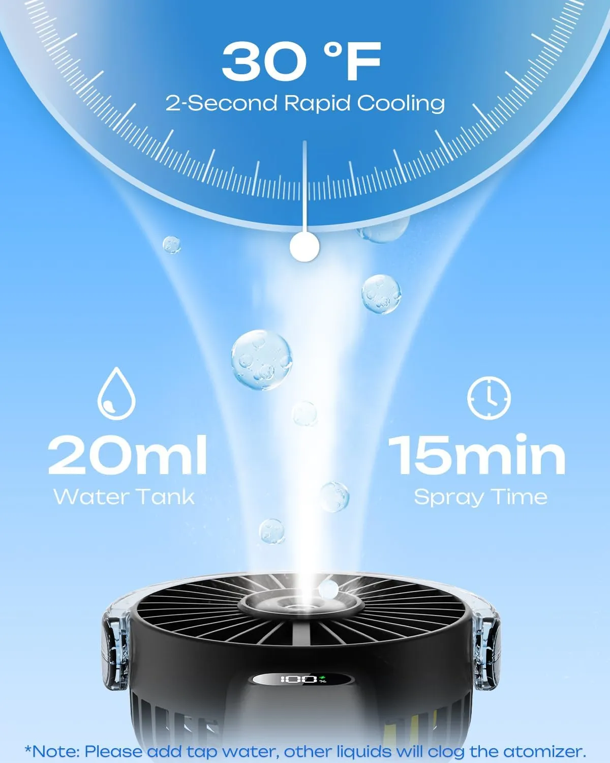 Otlonpe Handheld Misting Fan Portable, 4000mAh Rechargeable Battery Powered, Small Personal Mister Fan with Water Spray Cooling, 4-Speed Wind, LED Display, Hand Held Mist Fans for Travel Outdoor Beach