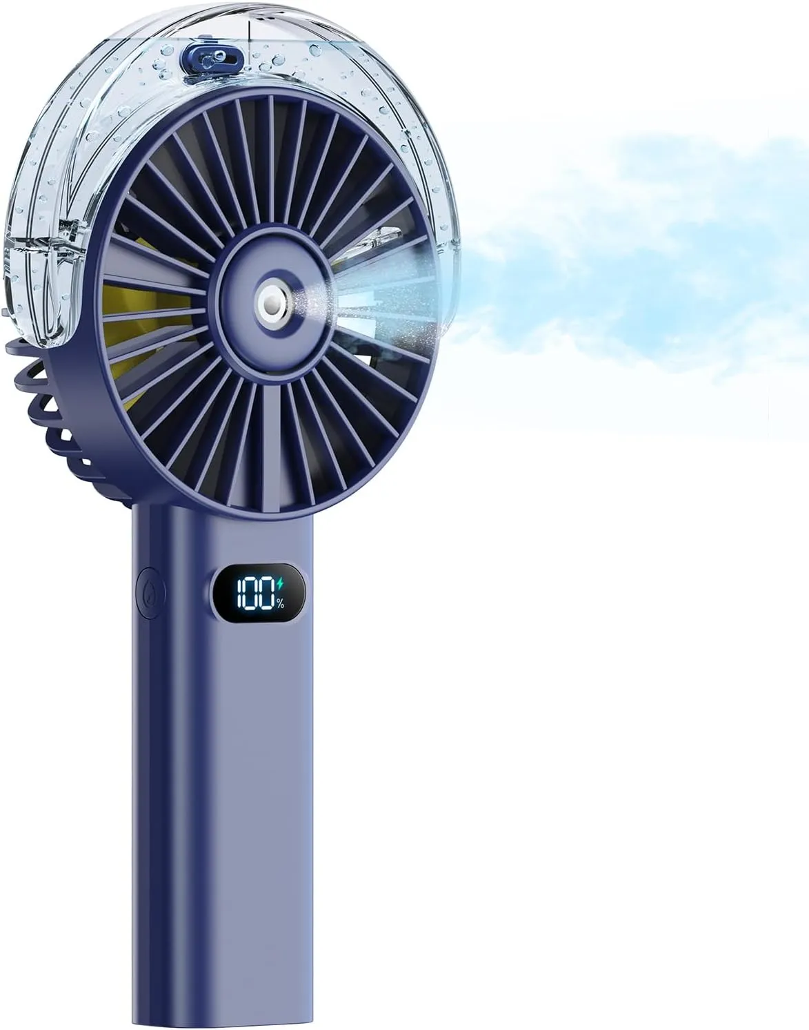 Otlonpe Handheld Misting Fan Portable, 4000mAh Rechargeable Battery Powered, Small Personal Mister Fan with Water Spray Cooling, 4-Speed Wind, LED Display, Hand Held Mist Fans for Travel Outdoor Beach Mini handheld fan for personal cooling