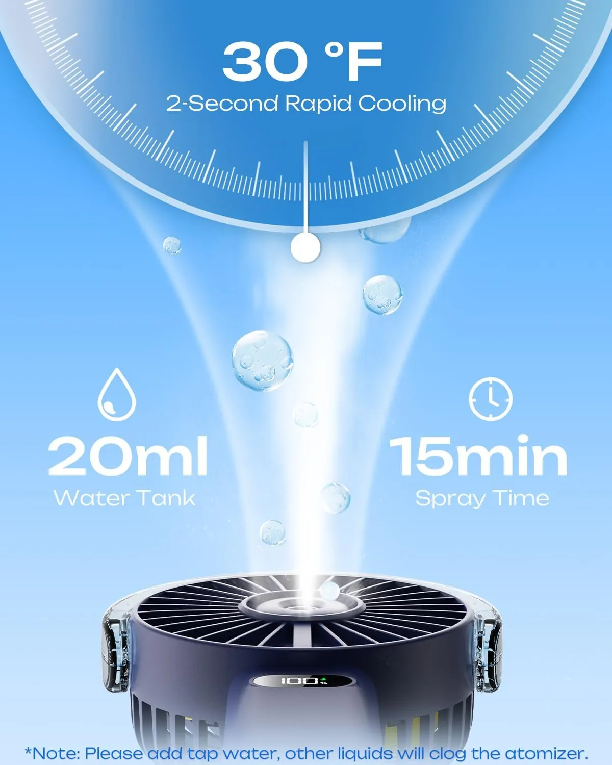 Otlonpe Handheld Misting Fan Portable, 4000mAh Rechargeable Battery Powered, Small Personal Mister Fan with Water Spray Cooling, 4-Speed Wind, LED Display, Hand Held Mist Fans for Travel Outdoor Beach