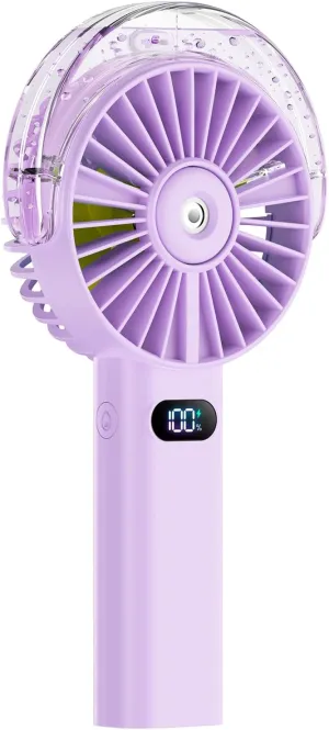 Otlonpe Handheld Misting Fan Portable, 4000mAh Rechargeable Battery Powered, Small Personal Mister Fan with Water Spray Cooling, 4 Speed Wind, LED Display, Hand Held Mist Fans for Travel Outdoor Beach Mini handheld fan for personal cooling