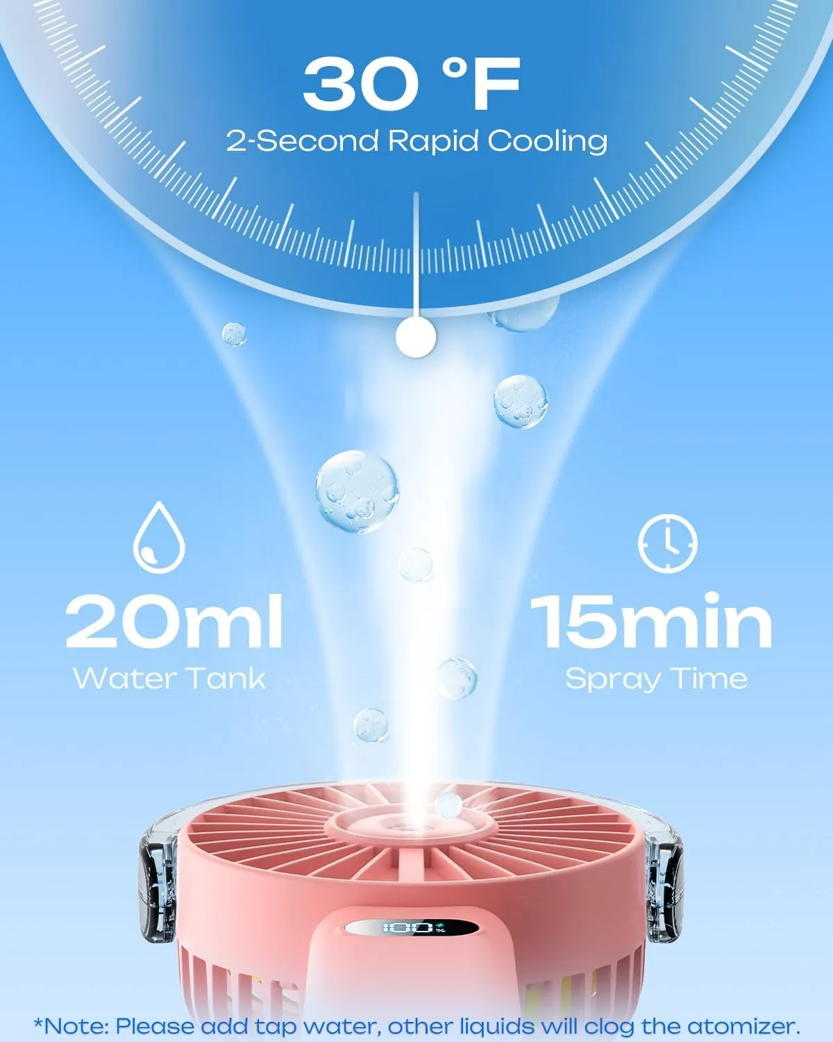 Otlonpe Handheld Misting Fan Portable, 4000mAh Rechargeable Battery Powered, Small Personal Mister Fan with Water Spray Cooling, 4 Speed Wind, LED Display, Hand Held Mist Fans for Travel Outdoor Beach