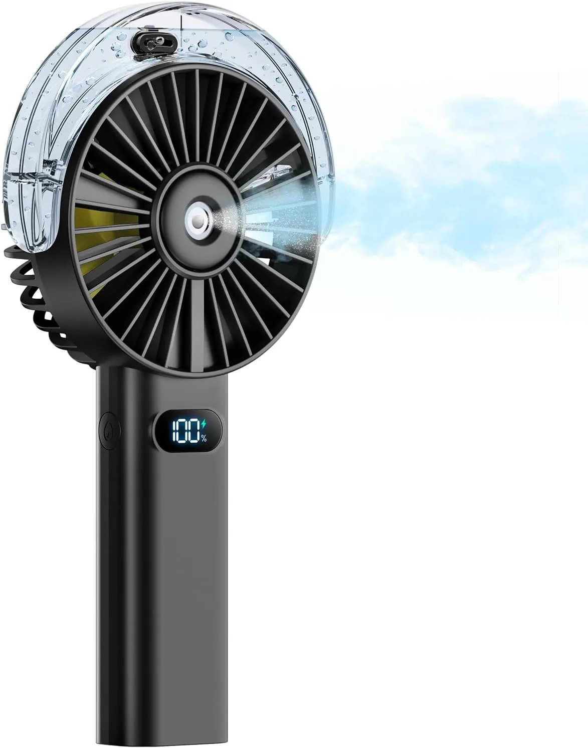 Otlonpe Handheld Misting Fan Portable, 4000mAh Rechargeable Battery Powered, Small Personal Mister Fan with Water Spray Cooling, 4-Speed Wind, LED Display, Hand Held Mist Fans for Travel Outdoor Beach Mini handheld fan for personal cooling