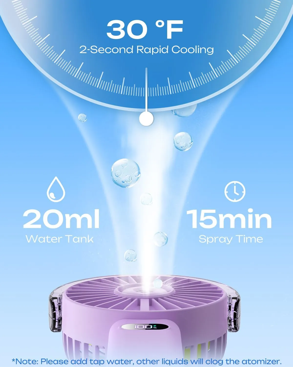 Otlonpe Handheld Misting Fan Portable, 4000mAh Rechargeable Battery Powered, Small Personal Mister Fan with Water Spray Cooling, 4 Speed Wind, LED Display, Hand Held Mist Fans for Travel Outdoor Beach