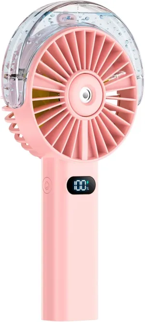 Otlonpe Handheld Misting Fan Portable, 4000mAh Rechargeable Battery Powered, Small Personal Mister Fan with Water Spray Cooling, 4 Speed Wind, LED Display, Hand Held Mist Fans for Travel Outdoor Beach Mini handheld fan for personal cooling