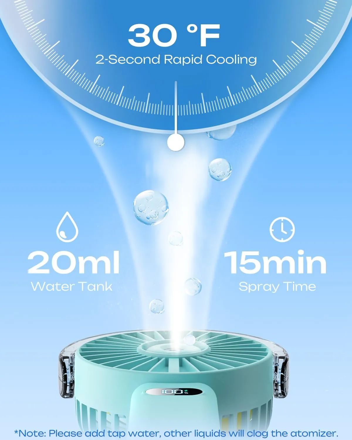 Otlonpe Handheld Misting Fan Portable, 4000mAh Rechargeable Battery Powered, Small Personal Mister Fan with Water Spray Cooling, 4 Speed Wind, LED Display, Hand Held Mist Fans for Travel Outdoor Beach
