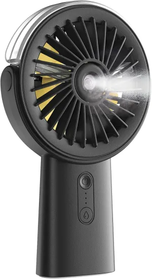 Otlonpe Handheld Misting Fan Portable, 4000mAh Rechargeable Small Personal Water Spray Hand Held Mist Fan Battery Operated, 90 Rotatable, Power Bank for Travel Home Office Men Women Kids (Black) Mini handheld fan for personal cooling