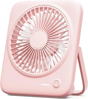 Otlonpe Rechargeable Portable Desk Fan, 6.5 Inch Small Personal Fan 4000mAh Battery Operated & USB Powered, Slim Silent, Foldable, 4 Speeds for Travel Office Indoor Outdoor Table Desktop (Pink) USB desktop fan for workspace