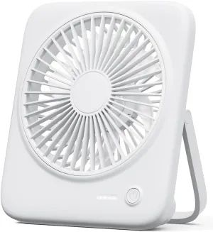 Otlonpe Rechargeable Portable Desk Fan, 6.5 Inch Small Personal Fan 4000mAh Battery Operated & USB Powered, Slim Silent, Foldable, 4 Speeds for Travel Office Indoor Outdoor Table Desktop (White) USB desktop fan for workspace