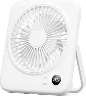 Otlonpe Small Desk Fan 6.5 Inch, 4000mAh Rechargeable Portable Fan for Travel, Slim Quiet, 7.5-22H Battery Operated, 4-Speed, 180 Folding, Personal Cooling for Indoor Outdoor Desktop USB desktop fan for workspace