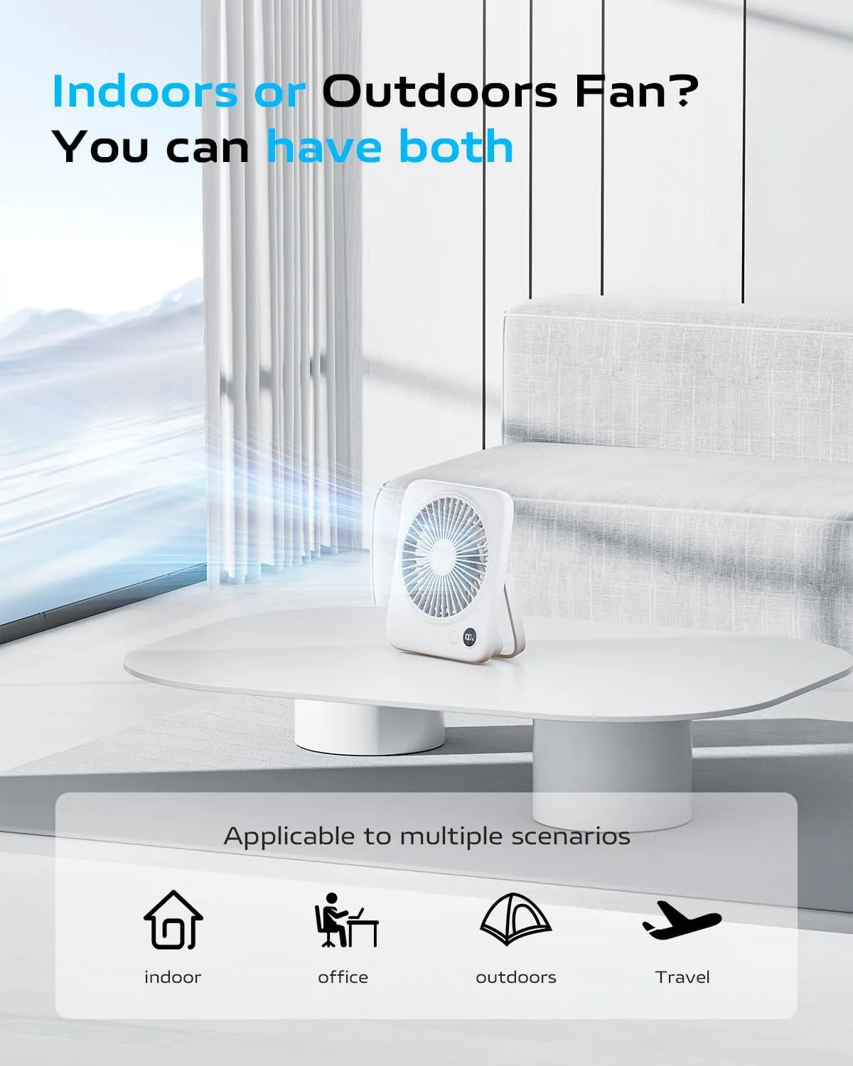 Otlonpe Small Desk Fan 6.5 Inch, 4000mAh Rechargeable Portable Fan for Travel, Slim Quiet, 7.5-22H Battery Operated, 4-Speed, 180 Folding, Personal Cooling for Indoor Outdoor Desktop