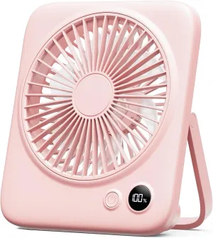 Otlonpe Small Desk Fan 6.5 Inch, 4000mAh Rechargeable Portable Fan for Travel, Slim Quiet, 7.5-22H Battery Operated, 4-Speed, 180 Folding, Personal Cooling for Indoor Outdoor Desktop USB desktop fan for workspace