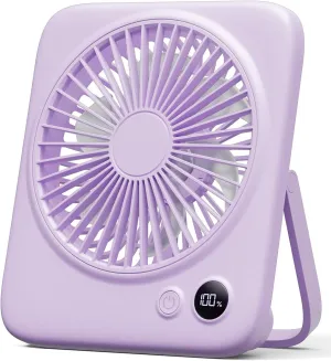 Otlonpe Small Desk Fan 6.5 Inch, 4000mAh Rechargeable Portable Fan for Travel, Slim Quiet, 7.5-22H Battery Operated, 4-Speed, 180 Folding, Personal Cooling for Indoor Outdoor Desktop USB desktop fan for workspace