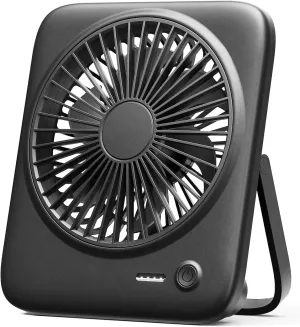 Otlonpe Small Desk Fan Quiet, Personal Rechargeable Portable Fan for Travel, 4000mAh Battery Operated and USB Powered, Slim, Foldable, 4 Speeds for Indoor Outdoor Table Desktop (6.5 Inch Black) USB desktop fan for workspace