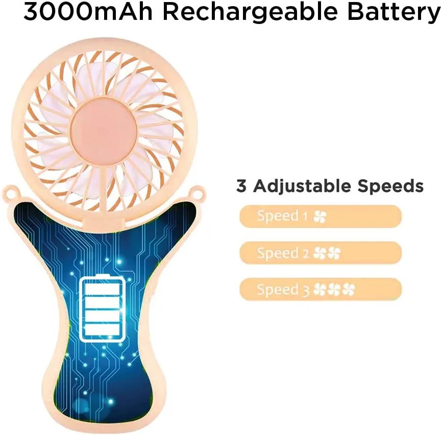 OUTXE Necklace Fan Personal Fan 3000mAh Wearable Mini Handheld 90 Rotation Portable
