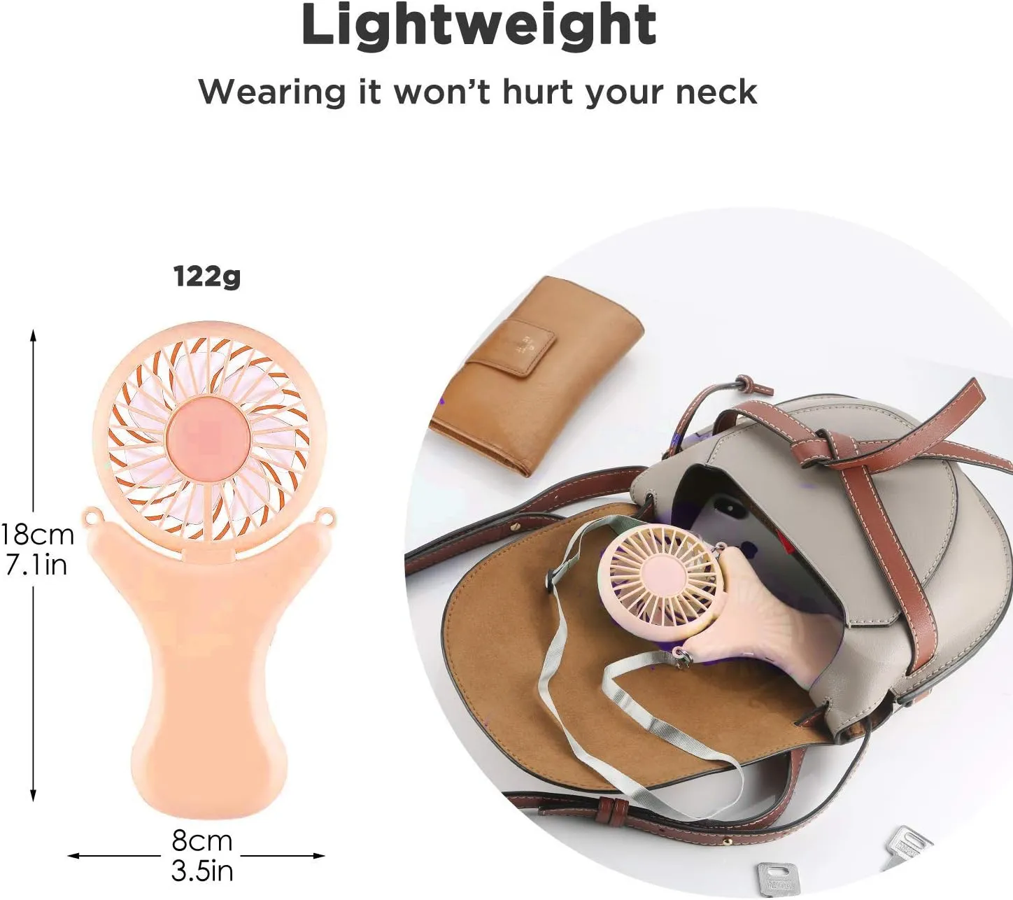 OUTXE Necklace Fan Personal Fan 3000mAh Wearable Mini Handheld 90 Rotation Portable